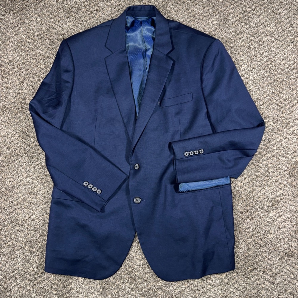 Vintage Giorgio Armani 42R Navy Wool Blazer Mens Two Button Made in Italy 80s